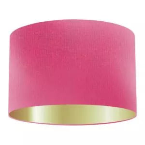 Abat-jour tambour en soie rose bonbon