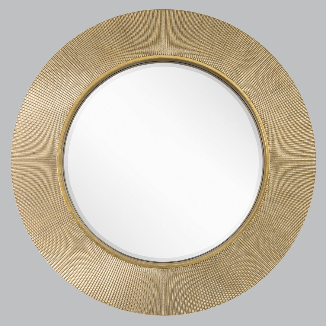 Miroir mural rond en jade doré