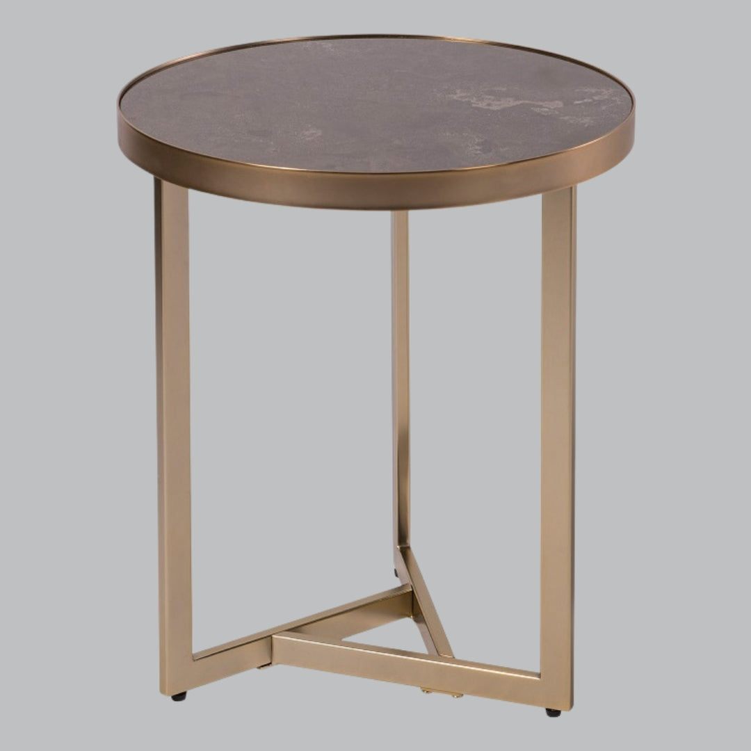 Table d'appoint Solis Caviar en marbre et champagne