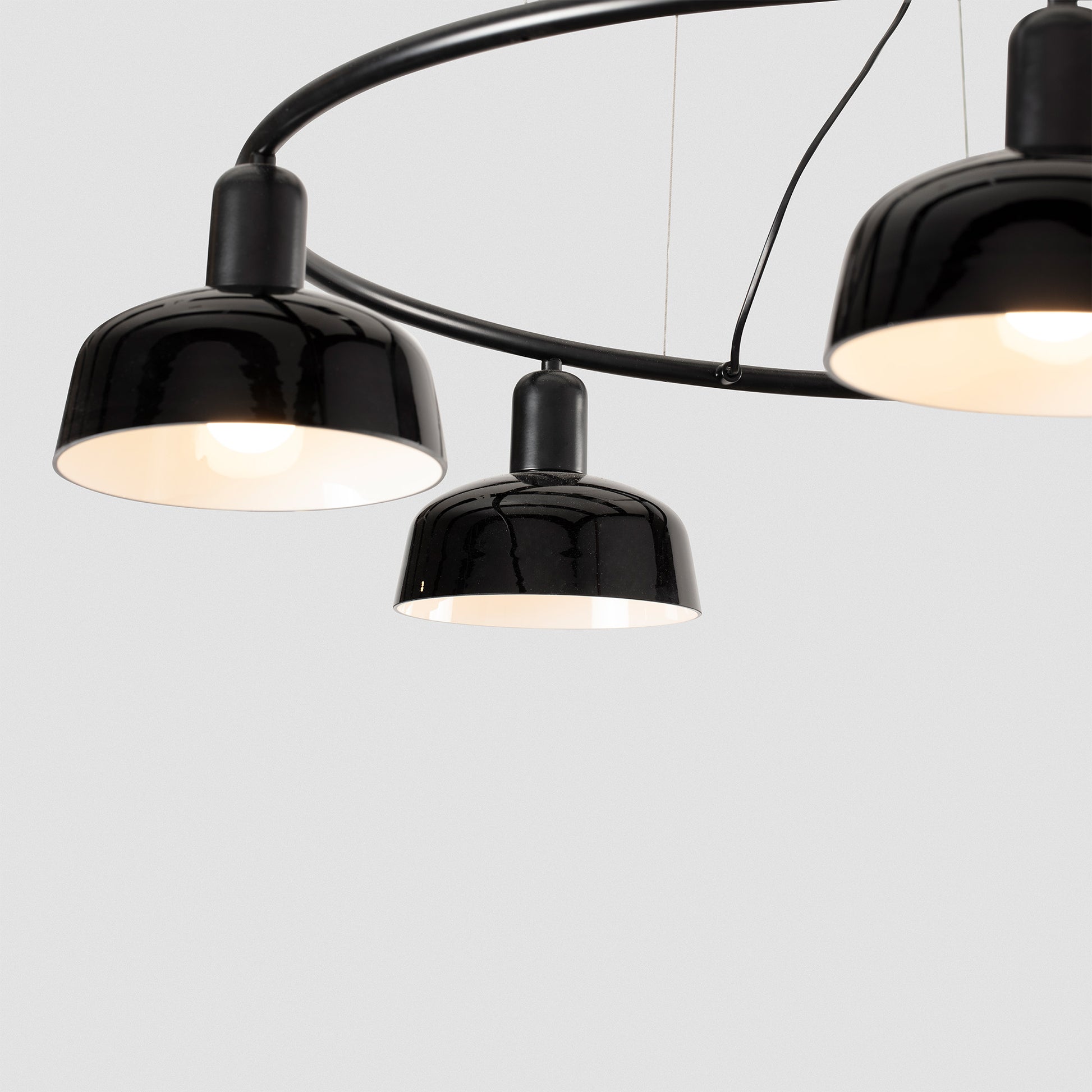 Close up of Faro Barcelona 5 Light Circular pendant in black