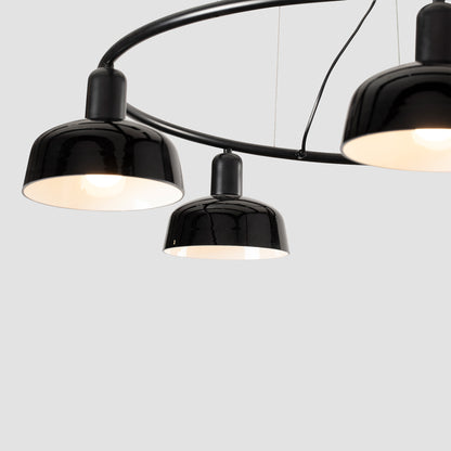 Close up of Faro Barcelona 5 Light Circular pendant in black