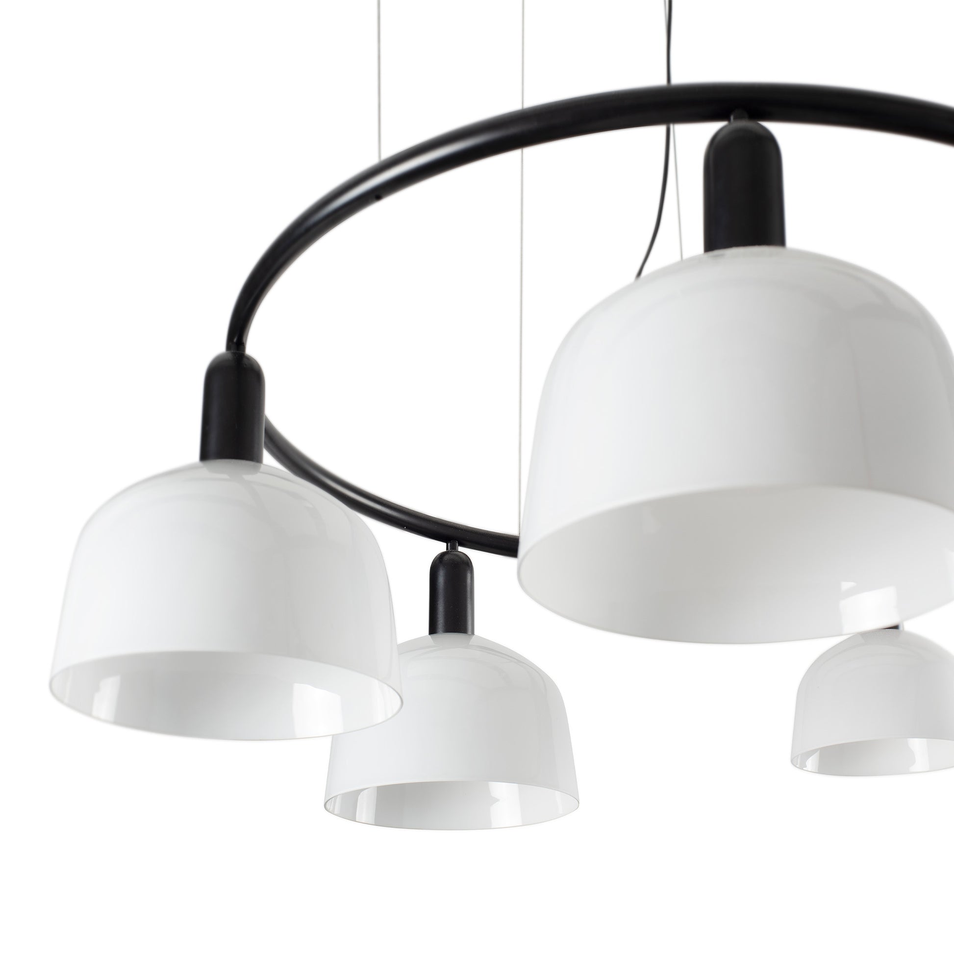 Close up of Faro Barcelona 5 Light Circular pendant in white