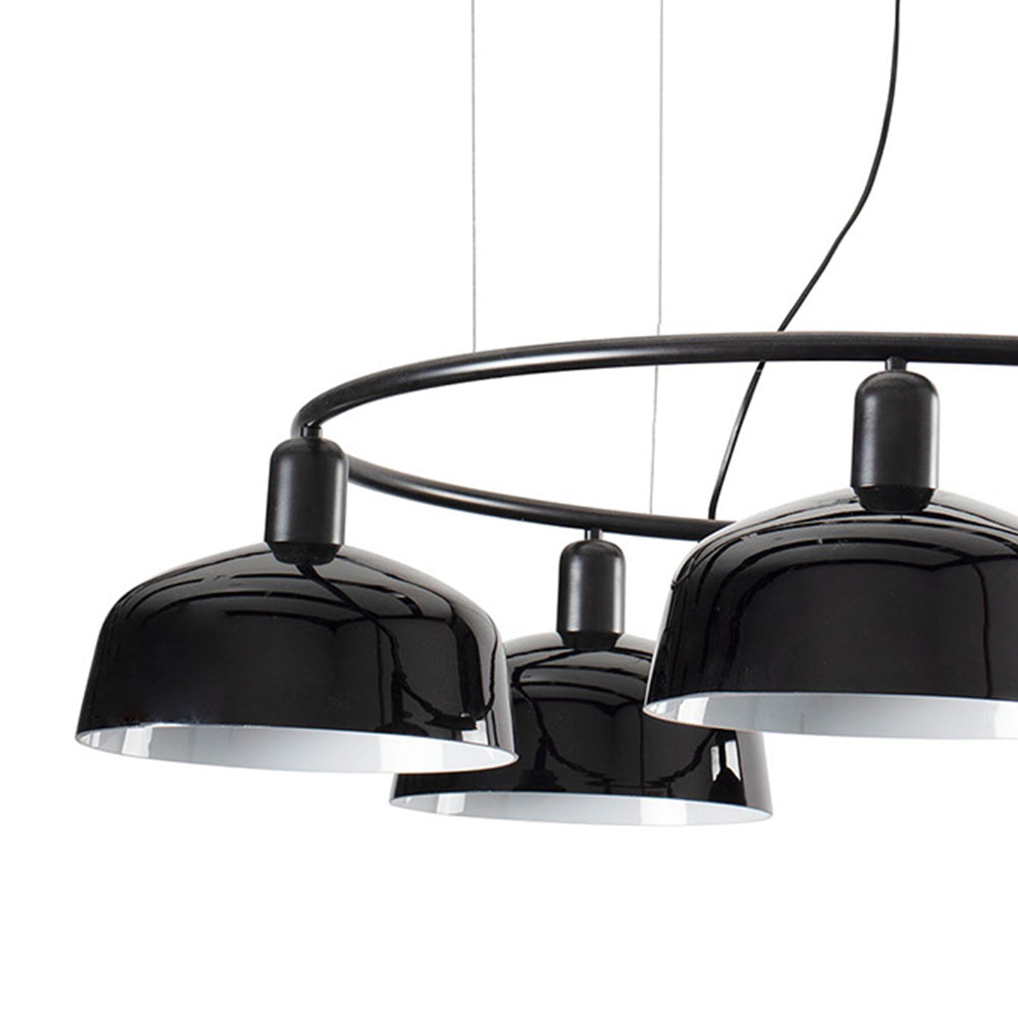 Close up of Faro Barcelona 5 Light Circular pendant in black