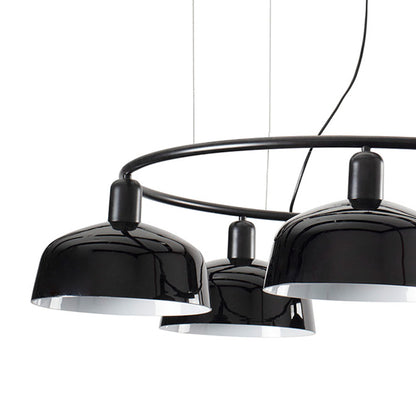 Close up of Faro Barcelona 5 Light Circular pendant in black