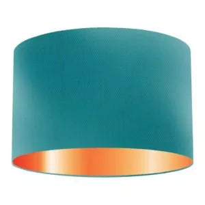 Abat-jour tambour en soie aqua