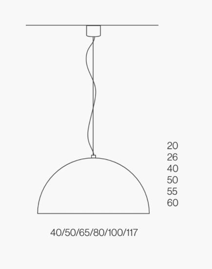 Zava Luce Amedeo Dome Pendant Dimensions