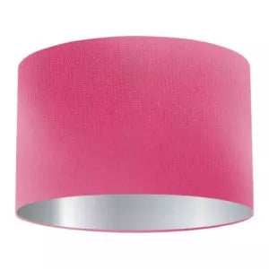 Abat-jour tambour en soie rose bonbon