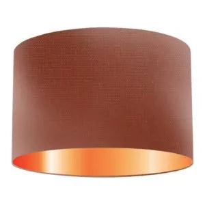 Abat-jour cylindrique en soie orange brûlé