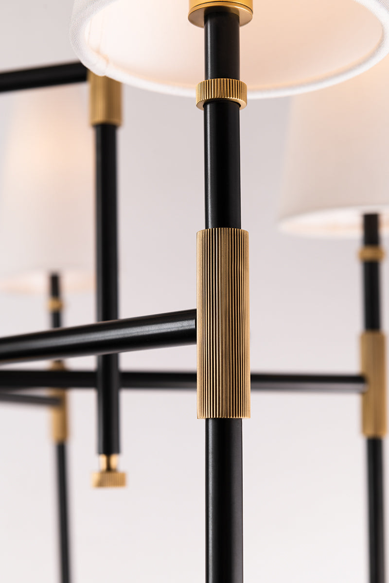 Hudson Valley Bowery 6 light chandelier in old bronze, close up of arms