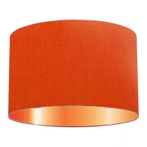 Abat-jour cylindrique en coton orange brûlé