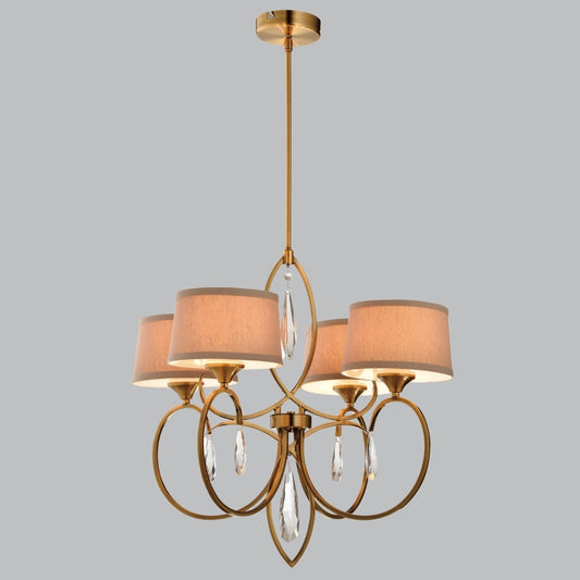 Lustre Cygnus en laiton antique à 4 bras