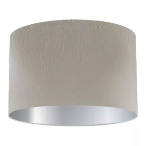 Abat-jour cylindrique en soie gris tourterelle