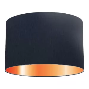 Abat-jour cylindrique en coton bleu foncé