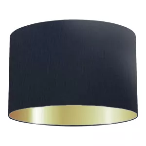 Abat-jour cylindrique en coton bleu foncé