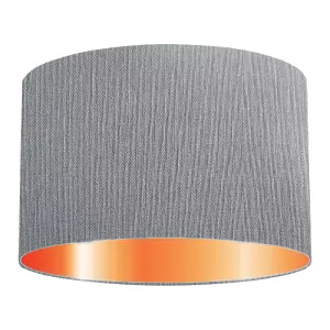 Abat-jour cylindrique en coton bleu-gris foncé