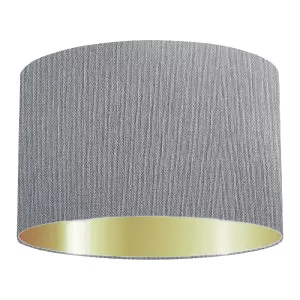 Abat-jour cylindrique en coton bleu-gris foncé