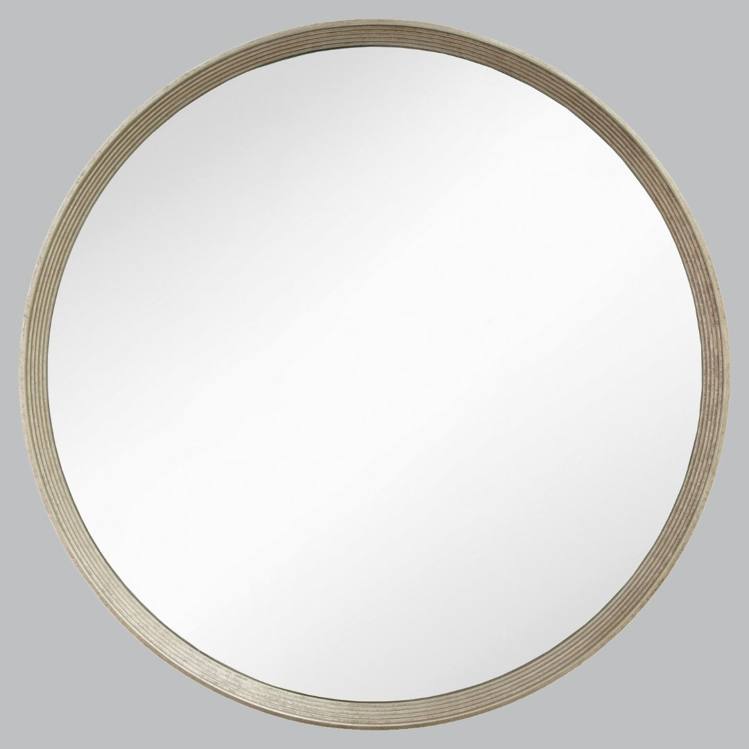 Miroir mural rond Flare argent antique