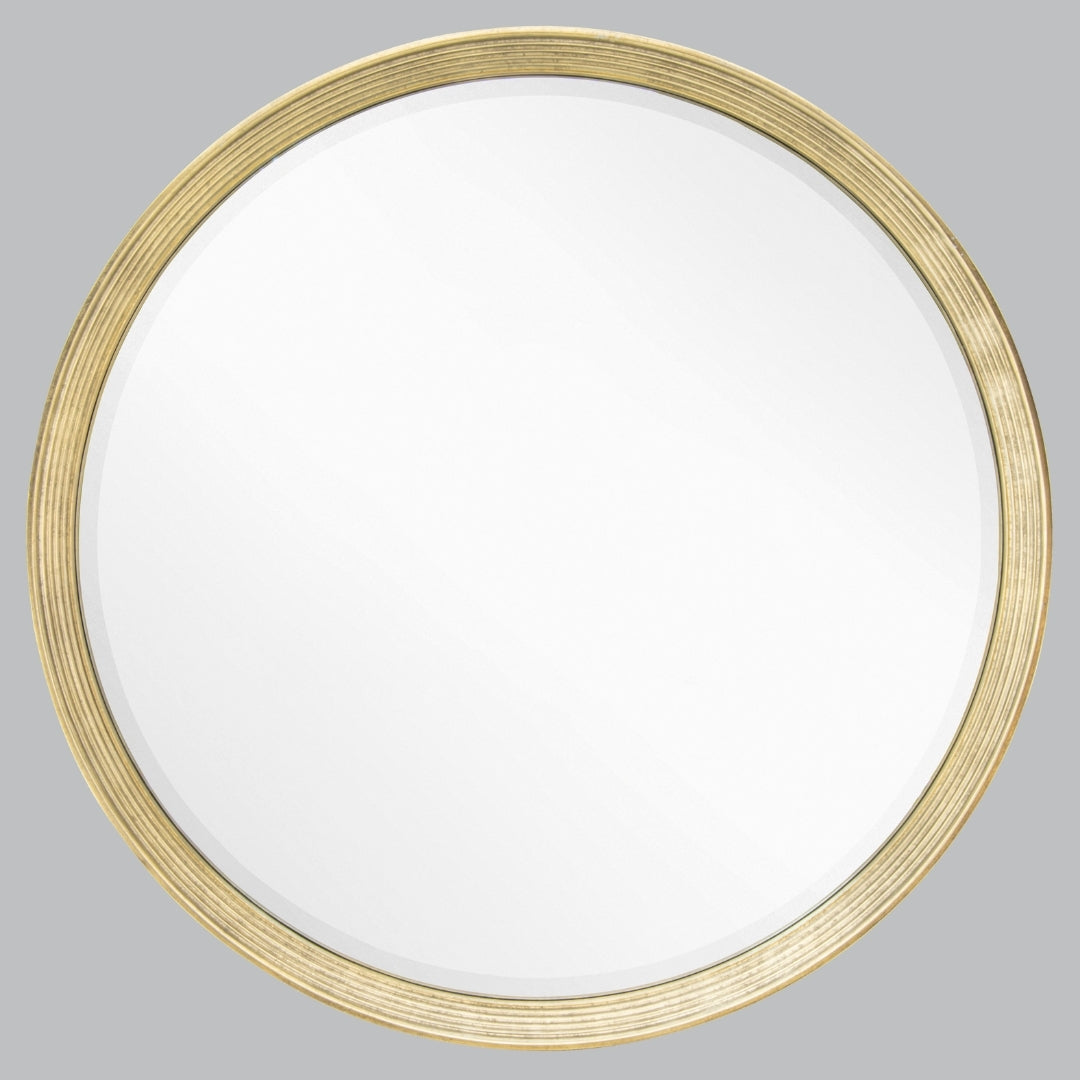 Miroir mural rond Flare à feuille d'or vieillie