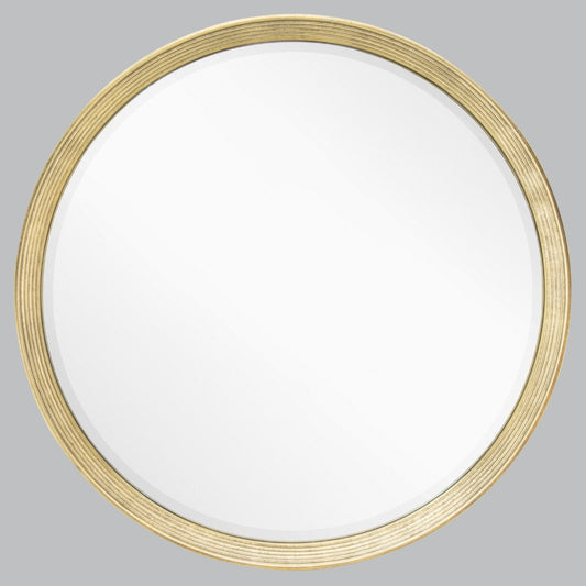 Miroir mural rond Flare à feuille d'or vieillie
