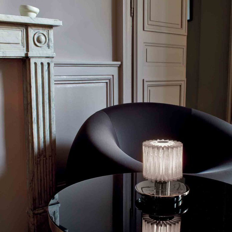 DCW Editions In The Sun Table Lamp with a silver base and silver mesh shade