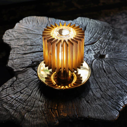 DCW Editions In The Sun Table Lamp with a Gold base and gold mesh shade