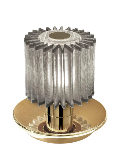 DCW Editions In The Sun Table Lamp with a Gold base and silver mesh shade