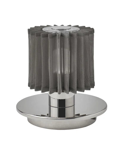 DCW Editions In The Sun Table Lamp with a silver base and silver mesh shade