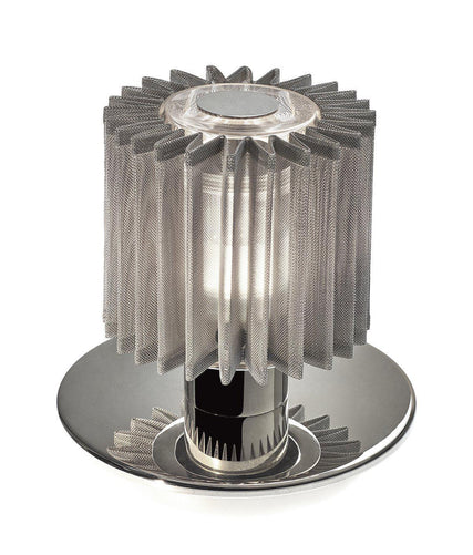 DCW Editions In The Sun Table Lamp with a silver base and silver mesh shade