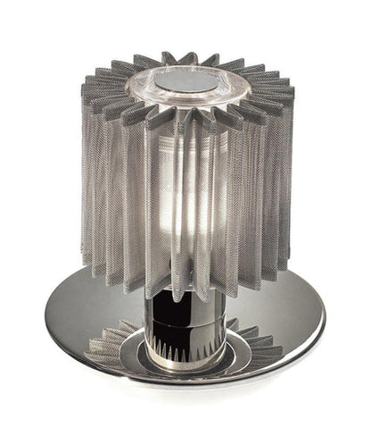 DCW Editions In The Sun Table Lamp with a silver base and silver mesh shade