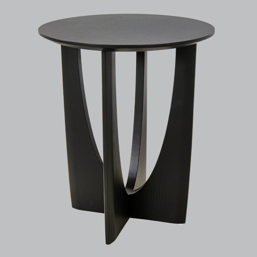 Table d'appoint ronde en bois noir Lennon