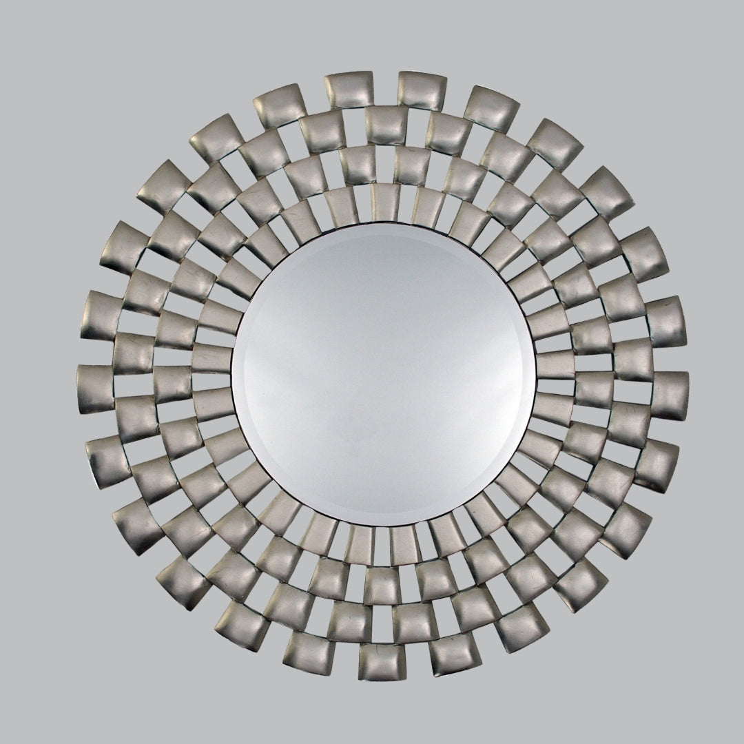 Miroir rond Luca à feuilles d'argent