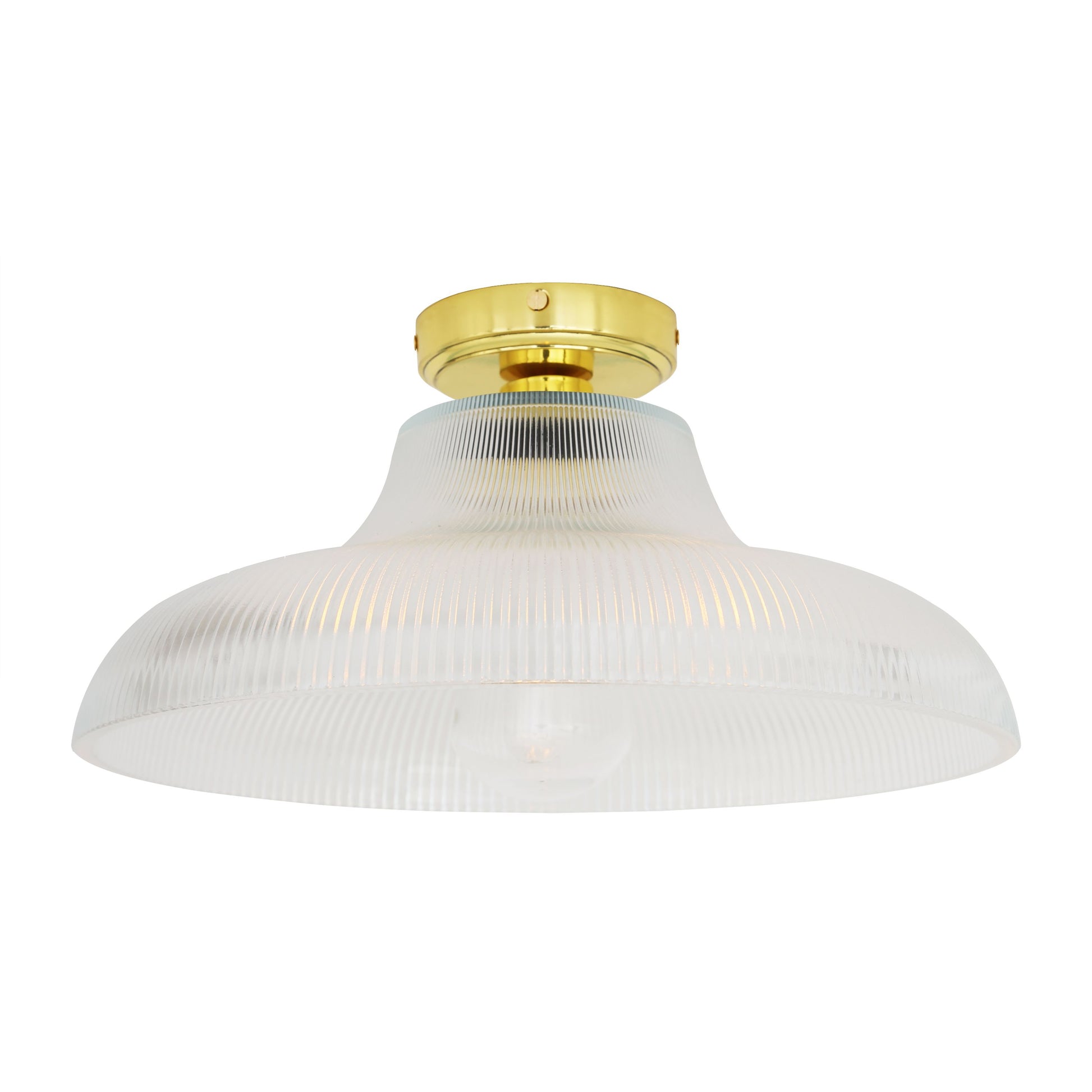 Mullan Lighting Aquarius Prismatic Glass Ceiling Light IP65 Polished Brass
