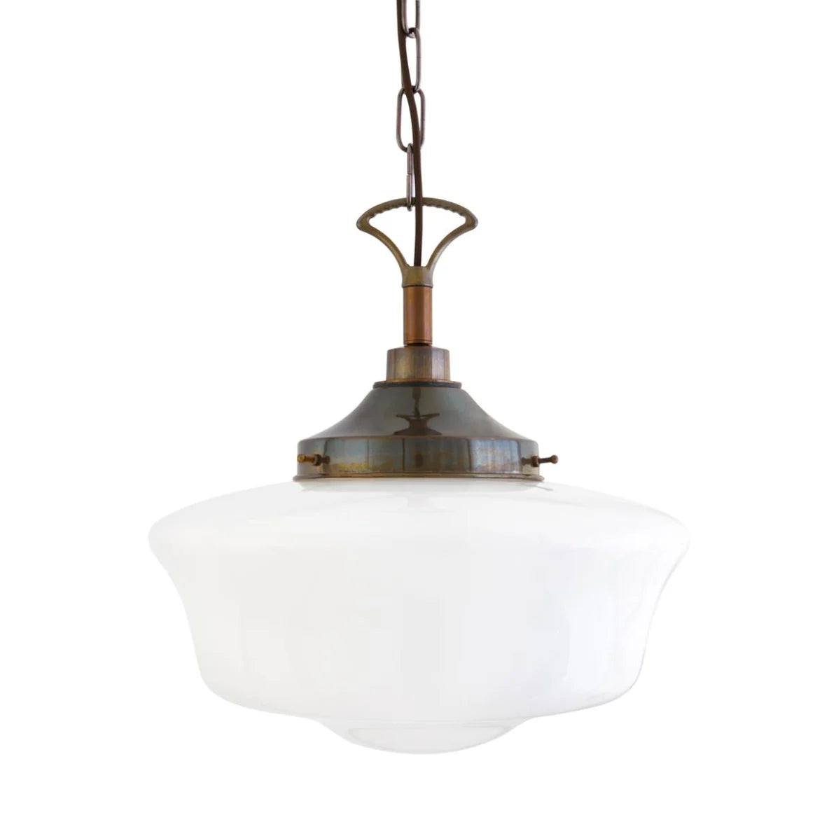 Mullan Lighting Anath Schoolhouse Pendant Light IP44 Antique Brass