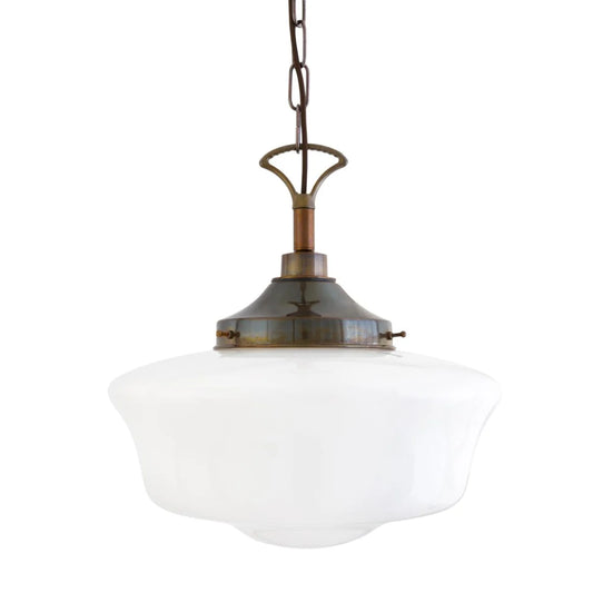 Mullan Lighting Anath Schoolhouse Pendant Light IP44 Antique Brass