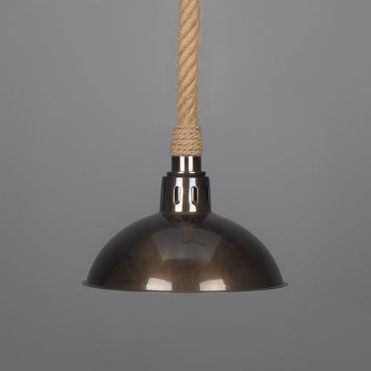 Tahiti Jute Rope Pendant Light with Vintage Brass Shade 30cm IP65