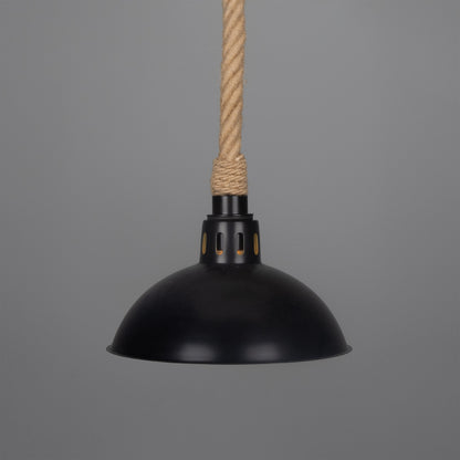 Tahiti Jute Rope Pendant Light with Vintage Brass Shade 30cm IP65