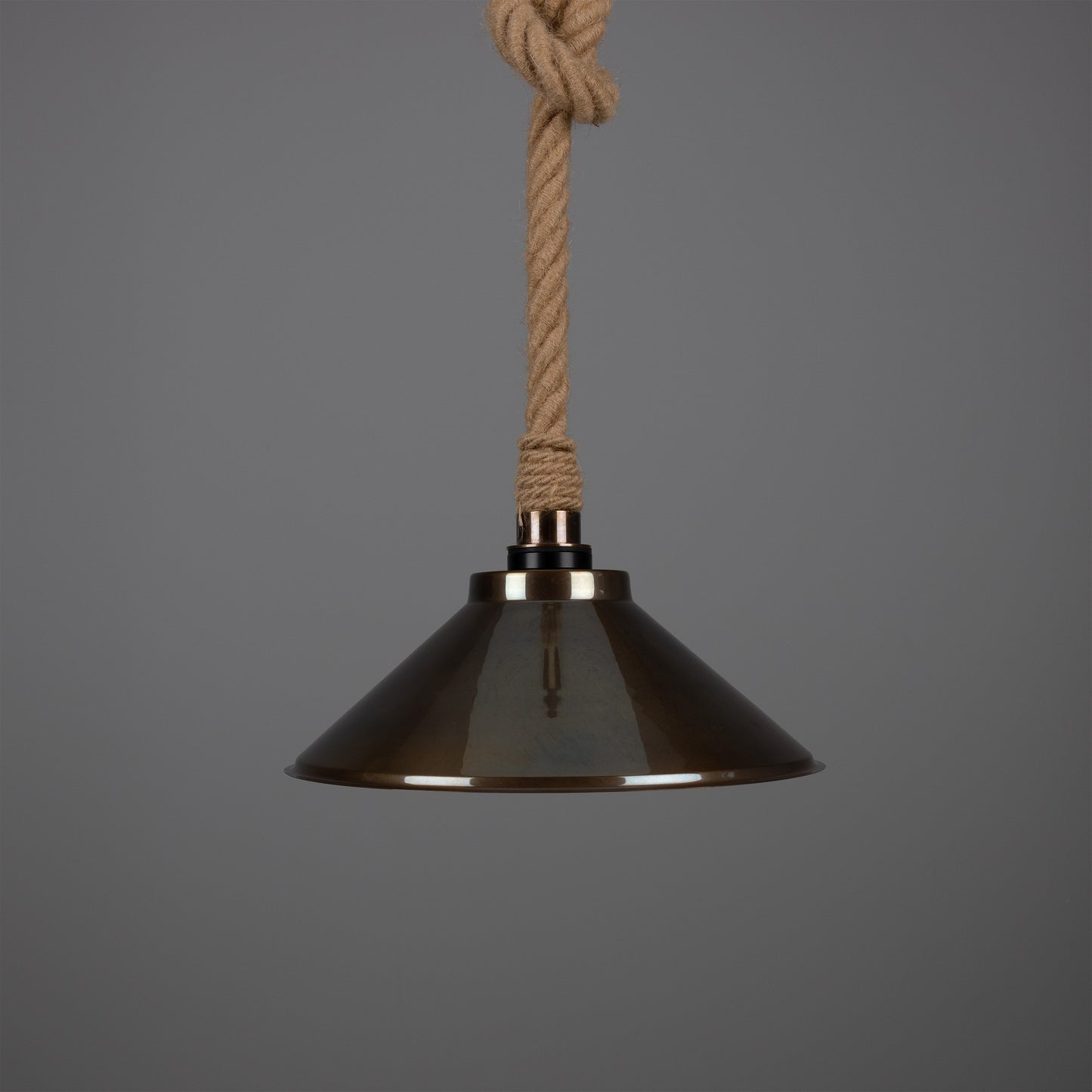 Suspension Naxos en corde de jute avec abat-jour en laiton vintage 38 cm IP65