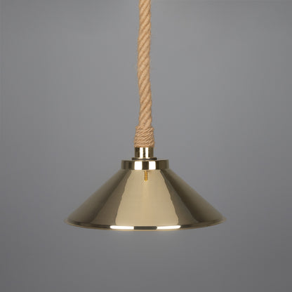 Suspension Naxos en corde de jute avec abat-jour en laiton vintage 38 cm IP65
