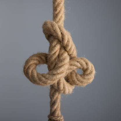 Suspension en corde de jute des Açores avec globe en verre opale 30 cm IP44