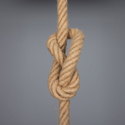 Suspension en corde de jute des Açores avec globe en verre opale 30 cm IP44