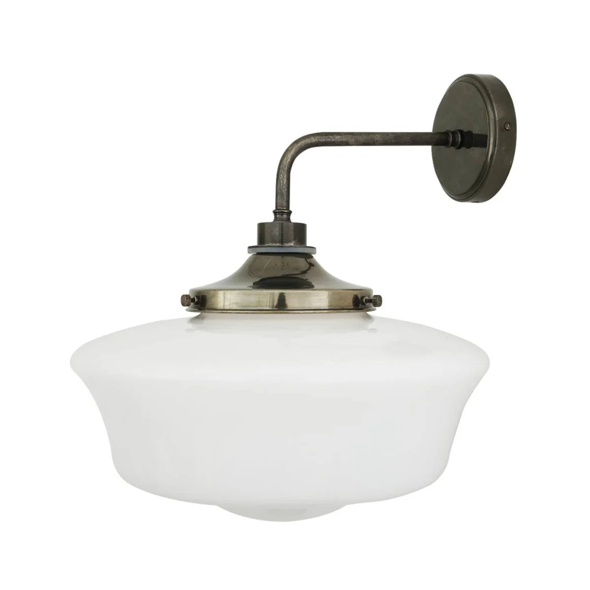 Mullan Lighting Anath Schoolhouse Bathroom Wall Light IP44 Antique Silver