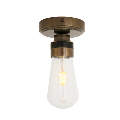 Plafonnier Kura en laiton et verre IP65