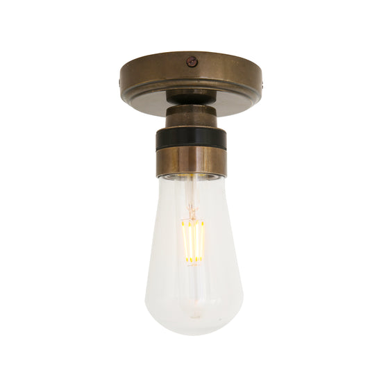 Plafonnier Kura en laiton et verre IP65