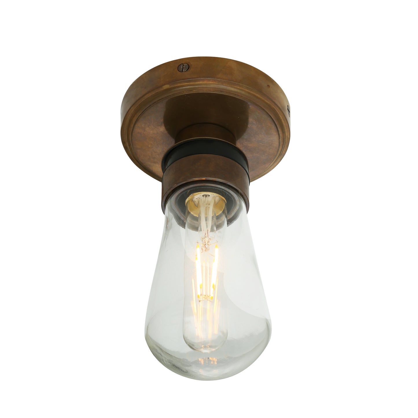 Plafonnier Kura en laiton et verre IP65