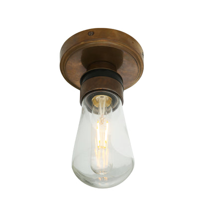 Plafonnier Kura en laiton et verre IP65
