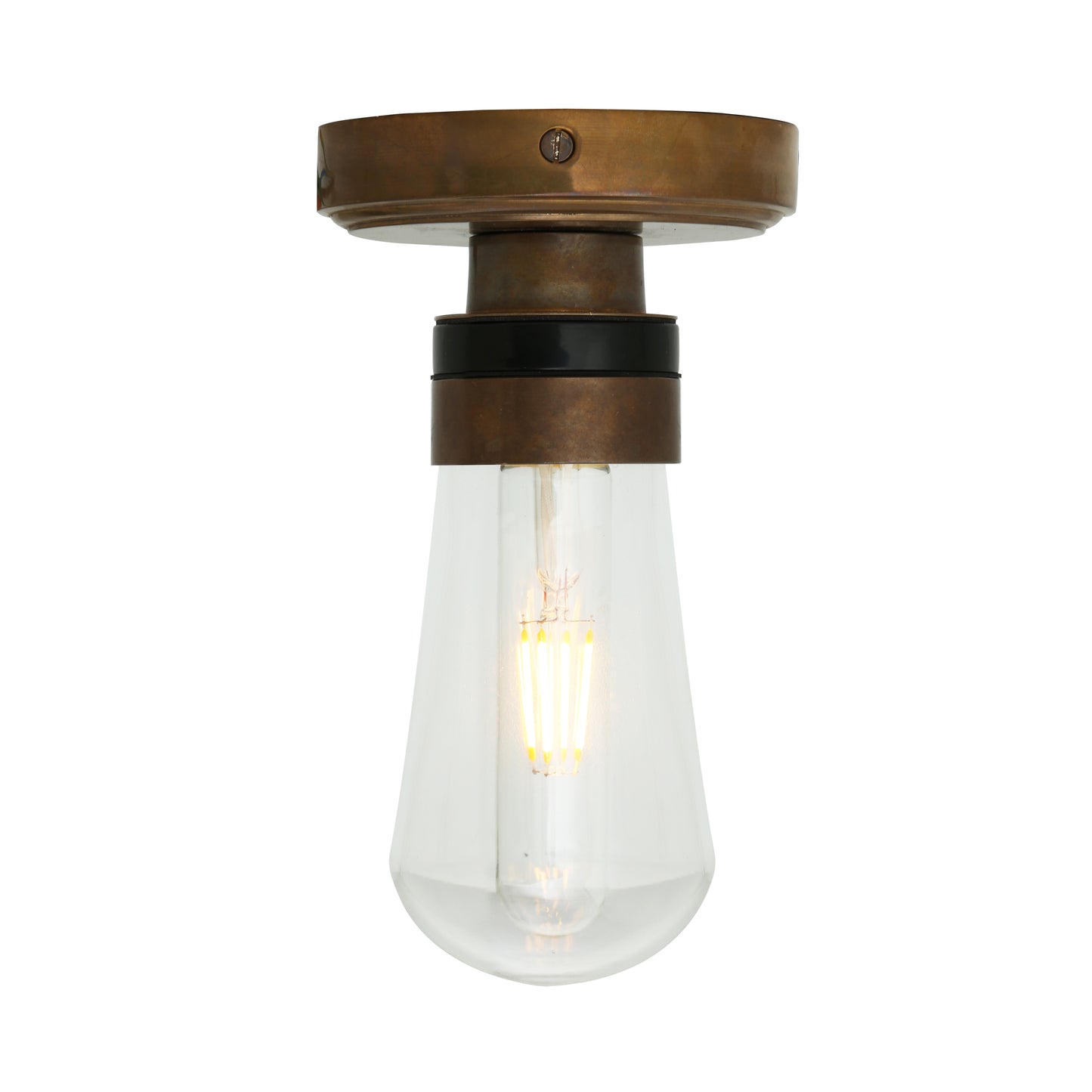 Plafonnier Kura en laiton et verre IP65