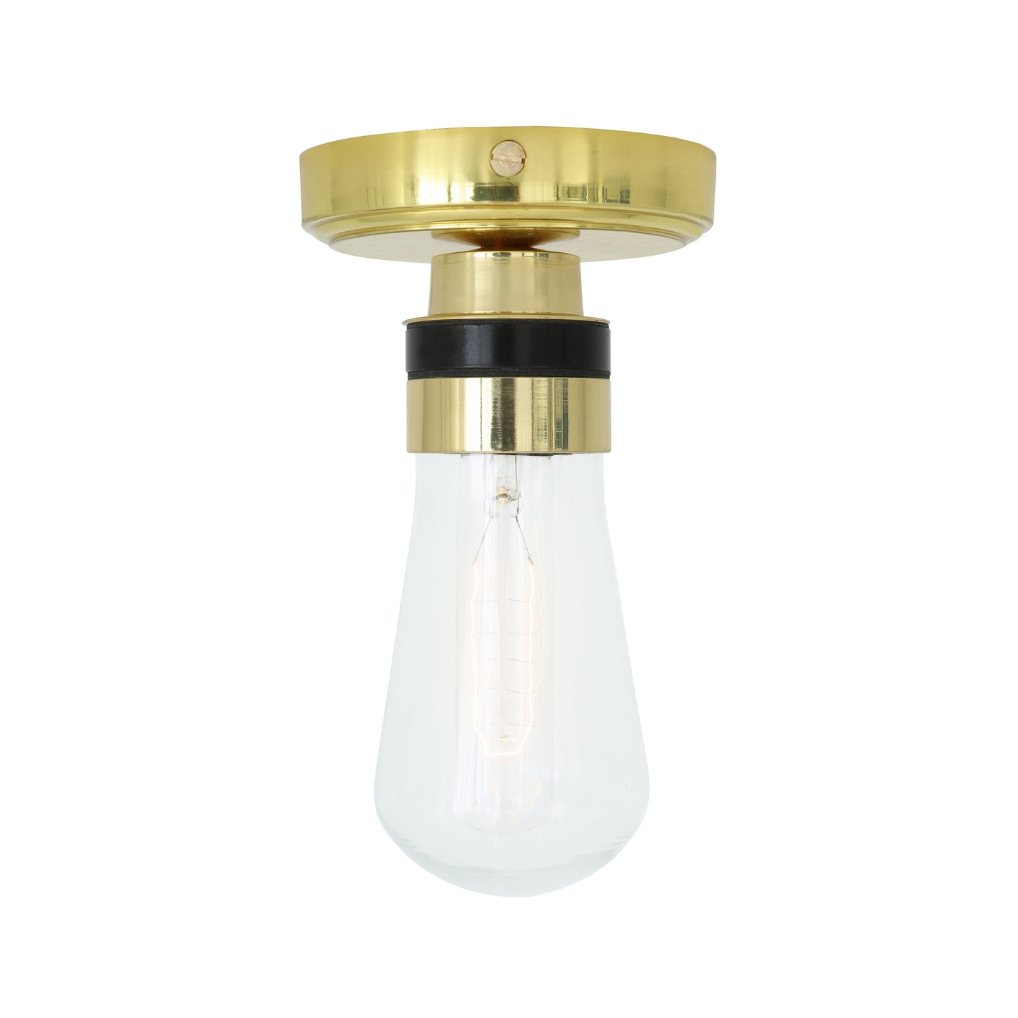 Plafonnier Kura en laiton et verre IP65