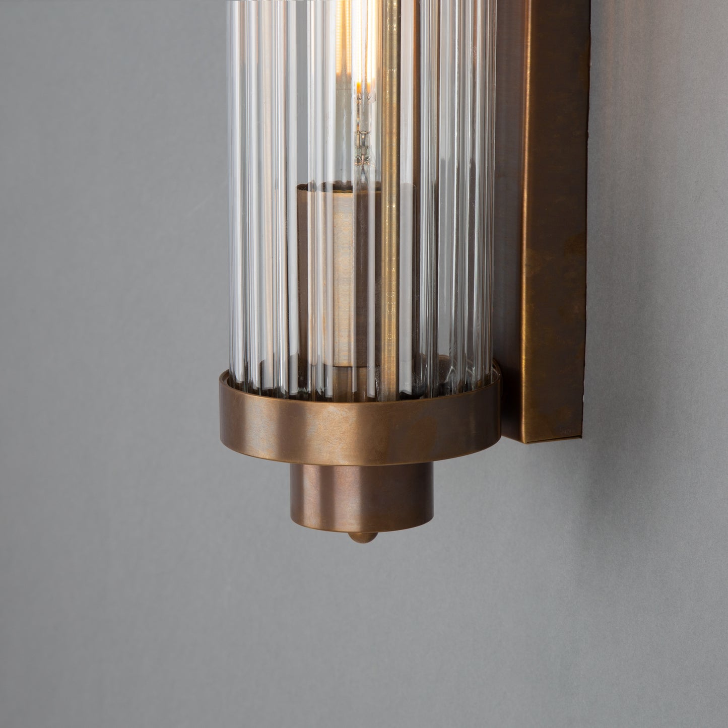 Louise Vintage Glass and Brass Bathroom Wall Light IP44