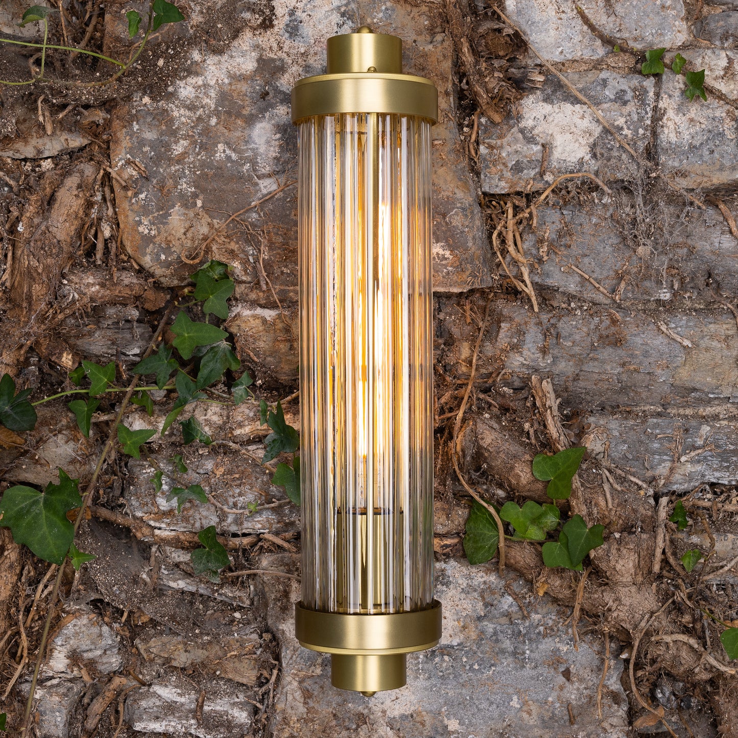Louise Vintage Glass and Brass Bathroom Wall Light IP44