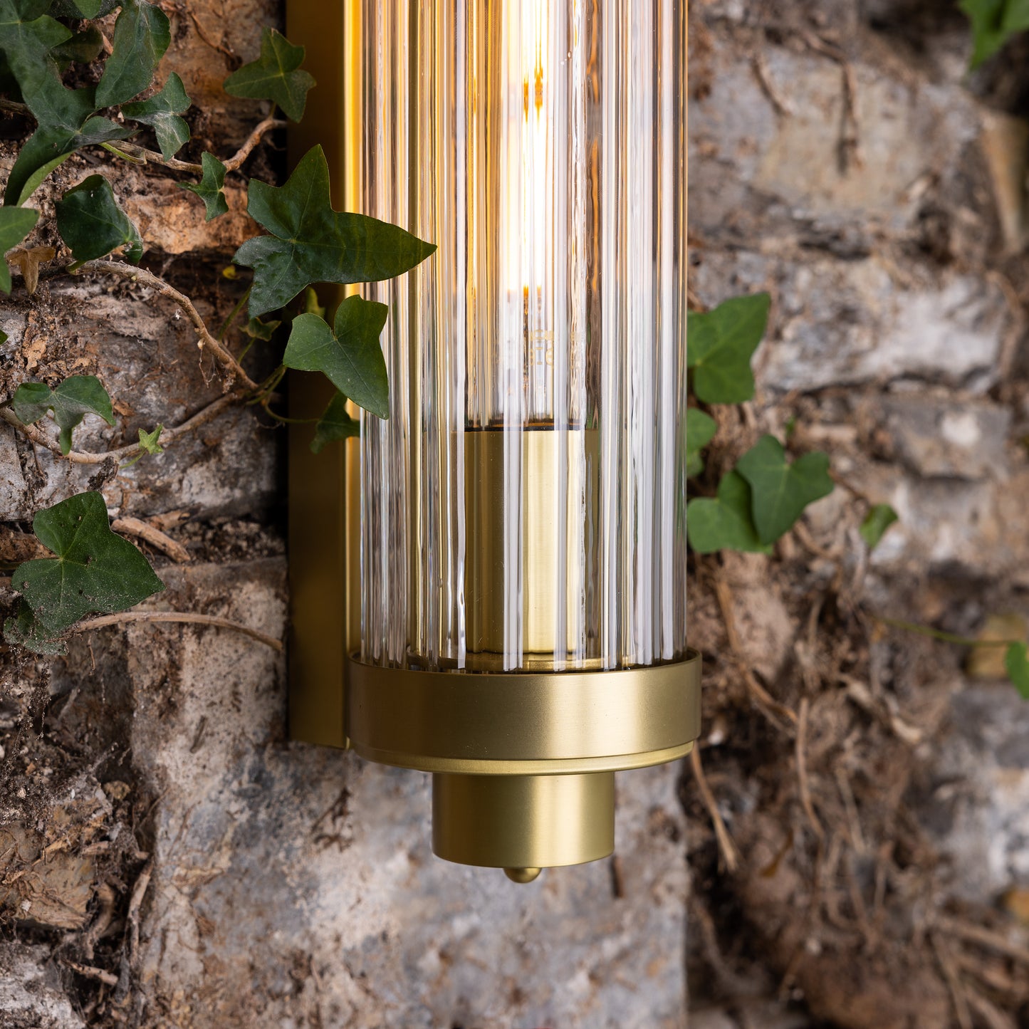 Louise Vintage Glass and Brass Bathroom Wall Light IP44